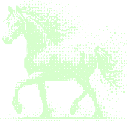 Digital wireframe horse graphic